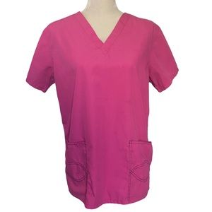 Natural Uniforms Pink‎ Nurse Scrub Top sz Small